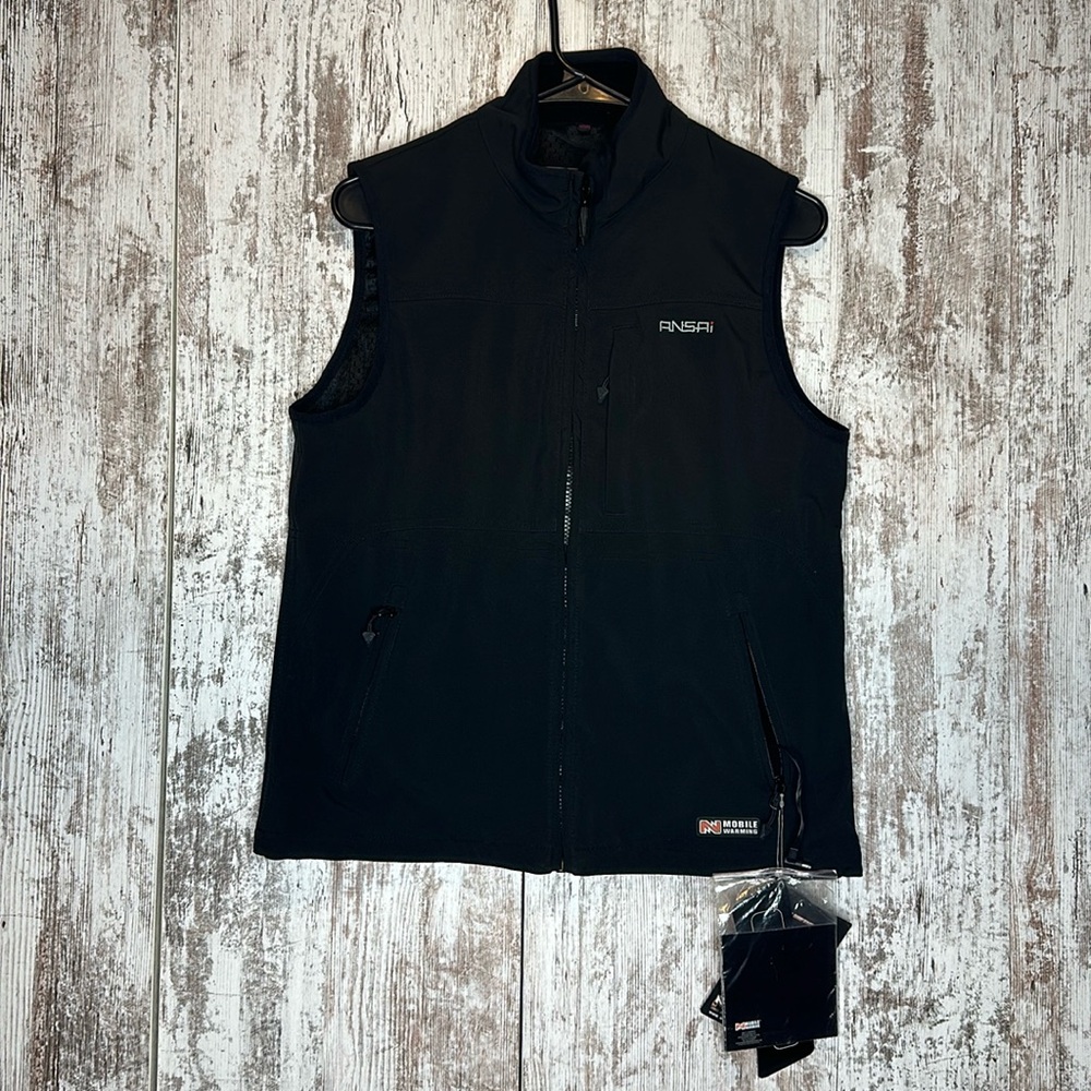 Ansai Black Fieldsheer Mobile Warming Heated Vest w/ Mesh Lining & Pockets